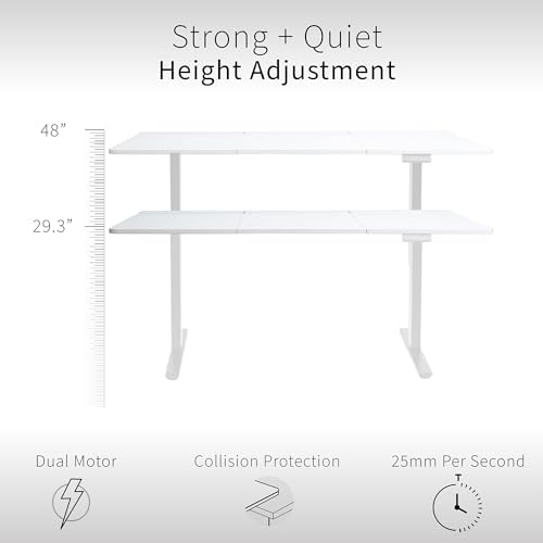 VIVO Electric 60 x 30 inch Standing Desk with Concealed Trays and Full-Size Mouse Pad, Dual Motor Memory Controller Height Adjustment, White Top White Frame, DESK-KIT-E2W-P3W