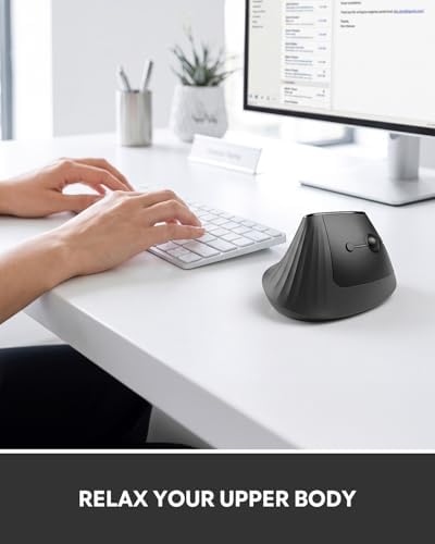Ergonomic Mouse Wireless, Wireless Ergonomic Mouse for Right Hand Comfort, Ergonomic Wireless Mouse for Medium to Large Hands, Bluetooth & 2.4GHz USB-A Receiver, Quiet Clicks, for Office Laptop PC Mac