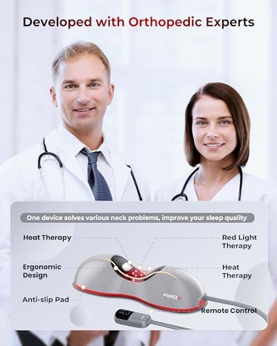 FliKEZE Heated Neck Stretcher with Red Light, Wireless Massager Pillow