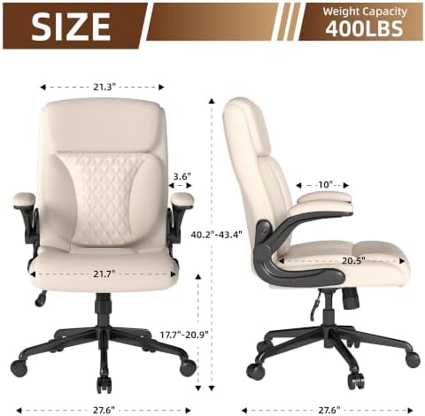 Youhauchair Executive Office Chair, Leather Computer Desk Chair, Beige