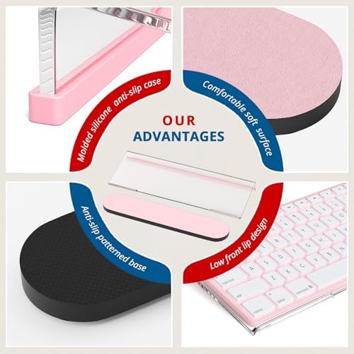 KOTEMON Acrylic Tilted Computer Keyboard Stand for Ergonomic Typing, Keyboard Tray Holder with Silicone Non-Slip Case, Clear