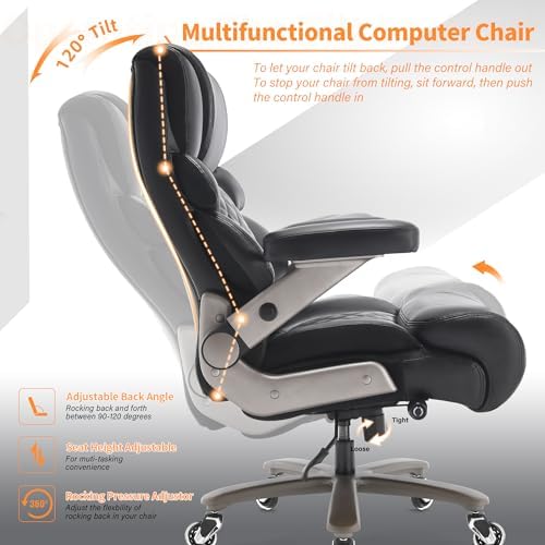 VUZI 700lbs Big and Tall Office Chair, Large Executive Leather Desk Chair