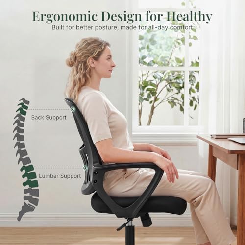 Home Office Desk Chair, Lumbar Support, Mesh Back Computer Chair
