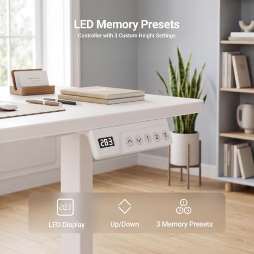 Claiks 35 x 20 Inch White Electric Standing Desk