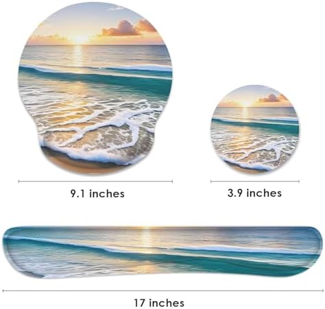 Britimes Ergonomic Mouse Pad Set with Wrist Rest, Beach Summer Sun