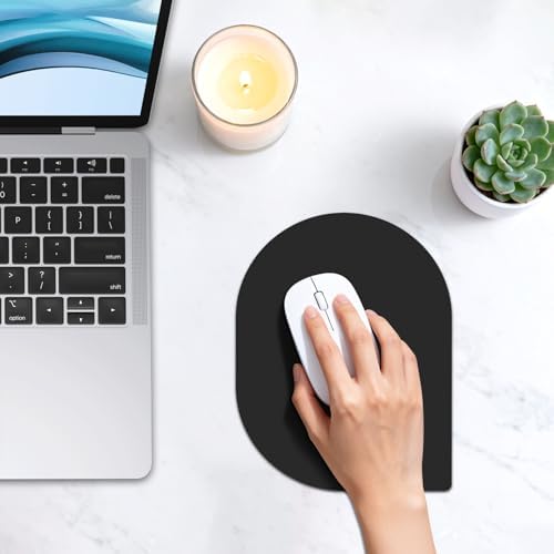 Contoured Oval Mouse Pad 6x8in Non-Slip for Laptop,Black
