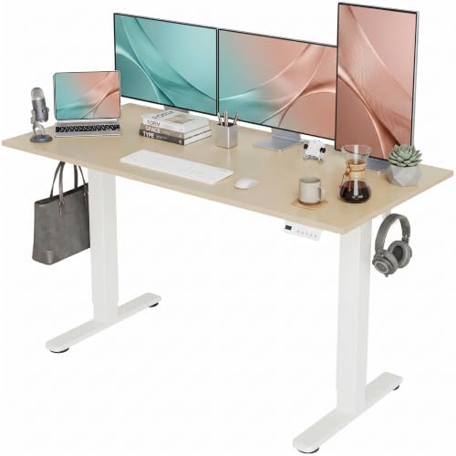 Claiks Electric Standing Desk, 55x24 Inch, Nature
