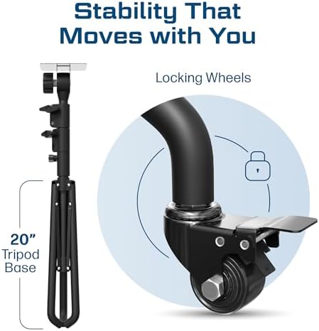 Projector Stand Tripod Laptop Tripod with Wheels & Adjustable Height Portable Podium Stand with Phone Holder Projector Holder for Home, Office, School & DJ Matte Black