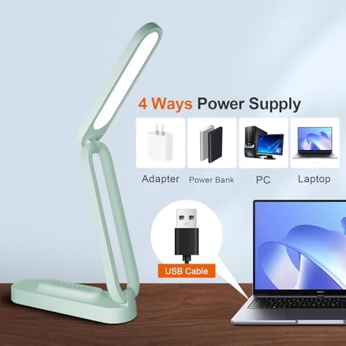 Giryuhd LED Desk Lamp for Office Home & Battery Operated Lamp Rechargeable Lamp Foldable & Portable Light, LED Desk Light Strip, 3 Brightness Dimmable Small Desk Lamp Wireless Reading Lamp