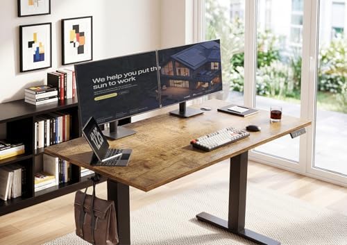 YDN Electric Standing Desk, 40x24 Inch, Rustic Brown