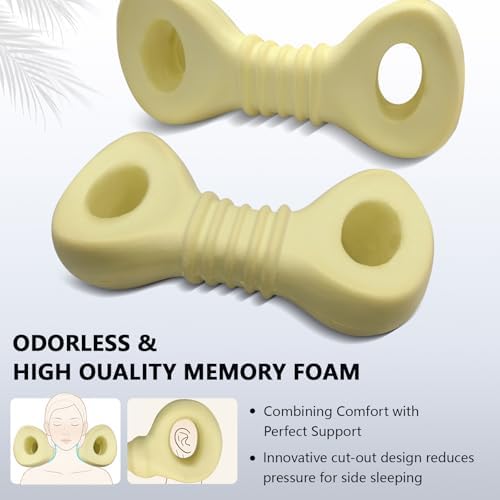 Cervical Neck Pillows for Tension Muscle Relief, Neck Roll Pillow for Side Sleepers, Camping & Travel Neck Support Memory Foam Pillow, Cervical Traction Device with Storage Bag