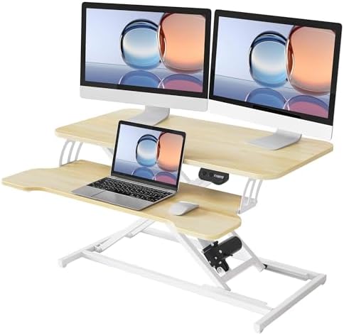 YIHAYO 32" Electric Standing Desk Converter, Adjustable Desk Riser, Black