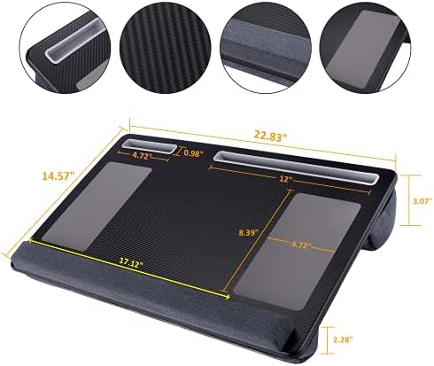 Extra Large Lap Laptop Desk- Home Office Portable LapDesk with Mouse Pad & Wrist Rest for Notebook/MacBook/Tablet, Sofa Bed Working, Writing, Drawing (Carbon Black, Fit Up to 17-inch Laptops)