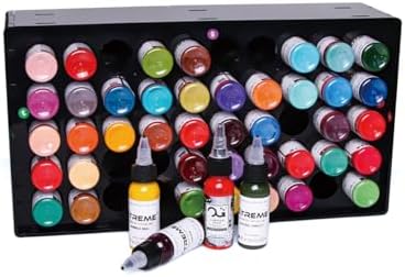 Tattoo Ink Holder Rack for 50 Bottles, Wall Mount & Desktop Tattoo Ink Organizer for 1oz Bottles, Plastic Display Storage Shelf, Easy Assembly Tattoo Supply Rack for Tattoo Artists & Studios