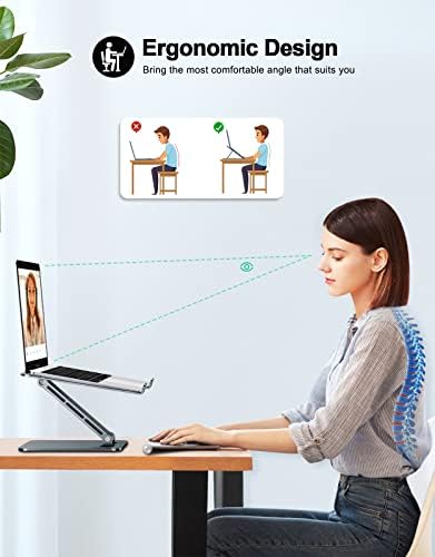 RIWUCT Aluminum Alloy Laptop Stand for Desk, Foldable Laptop Riser Holder