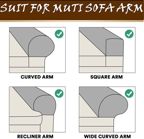 2 Pack Velvet Stretch Armrest Covers - Non Slip Sofa Chair Covers, Soft Elastic Arm Protectors for Living Room Couch, Office Chair, Recliner (Brown)