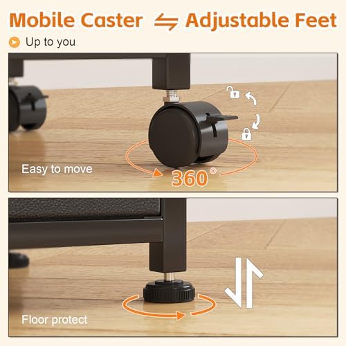3-Drawer Mobile File Cabinet with 22" Wide Printer Stand, Fabric Under Desk Filing Cabinet with Side Bag & Headphone Hook, Fits Letter/A4 Size Hanging File Folders, Rolling Home Office Organizer,Black