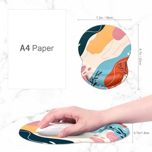 ITNRSIIET Ergonomic Mouse Pad with Gel Wrist Support Small Wrist Rest Smooth Surface Non-Slip PU Base Comfortable Office Supplies Pain Relief, 8.7 x 7.2 inches, Art Style Pattern