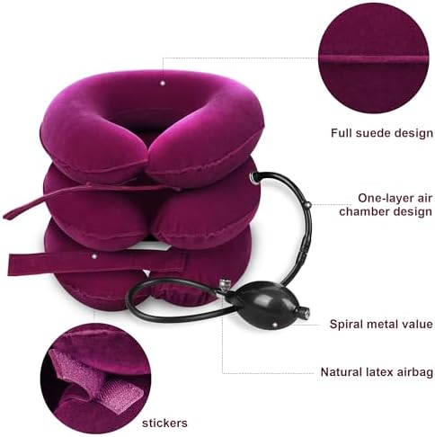 RUNZI Cervical Neck Traction Device Inflatable Neck Stretcher, Easy to Use for Chronic Neck and Shoulder Pain Relief Traction Spine Alignment, Neck Cervical Brace