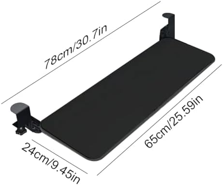 Keyboard Tray Under Desk Pull Out with Extra Sturdy C Clamp Mount System, 780mm*650mm, Height Adjustable 1-8CM, Computer Keyboard & Mouse Tray Slide-Out Platform Computer Drawer