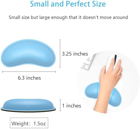 Dapesuom Mouse Wrist Rest, Ergonomic Memory Foam Mouse Wrist for Computer Desk Mats Support, PU Leather Hand Rest Pad Cushion for Gaming, Laptop, Men, Women, Pain Relief & Easy Typing, Sky Blue