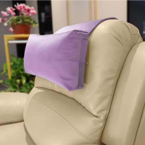 Velvet Recliner Headrest Pillow, Non-Slip Neck Support, Lavender