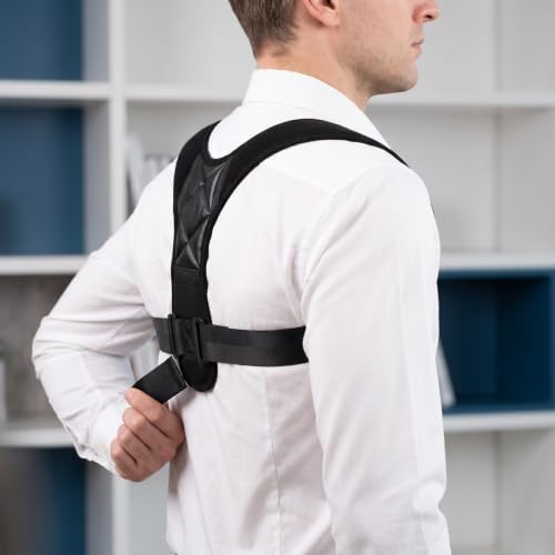 Adjustable Posture Corrector Back Brace for Office Workers, Black