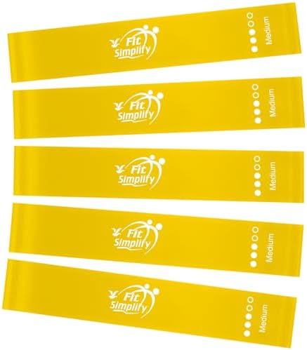 Fit Simplify Resistance Loop Exercise Fitness Bands with Instruction Guide and Carry Bag, Set of 5
