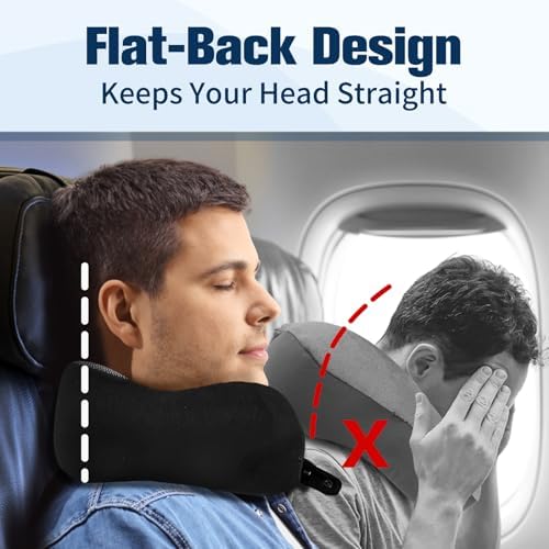 Cirorld Neck Pillow for Traveling, Travel Pillows for Airplanes Pure Black
