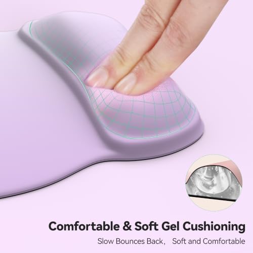 TECKNET Gel Ergonomic Mouse Pad with Wrist Rest, Non-Slip PU Base, Purple