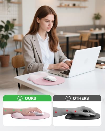 Mouse Pad with Wrist Rest for Desktop Large Ergonomic Mouse Mat(PinkxPink)