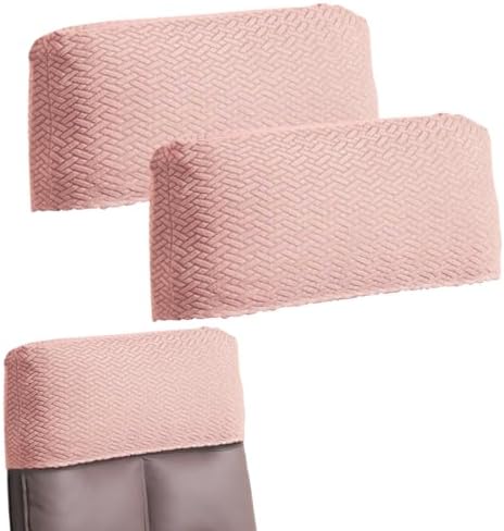 Stretch Office Chair Headrest Cover Jacquard Headrest Slipcover for Office Chairs Non Slip Head Rest Chair Furniture Protector for High Back Computer Chairs Set of 2 Light Pink