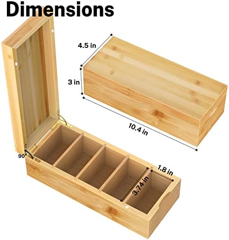 Neando Bamboo Business Card Organizer for 2x3.5 Cards – 600-Card Capacity Wooden Holder with Lid, 4 Compartments, Includes 20 Thick Index Cards – Natural Mini Card Filing Box