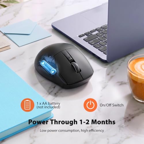 MEETION Wireless Mouse with 5 Side Buttons, Dual Mode Silent, Black