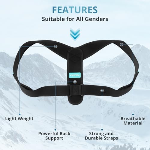Adjustable Posture Corrector for Men & Women – Upper & Mid Back Brace for Posture Alignment – Relieves Neck, Shoulder & Clavicle Pain – Lightweight, Breathable & Invisible Under Clothing（Chest Size 30”-43”）