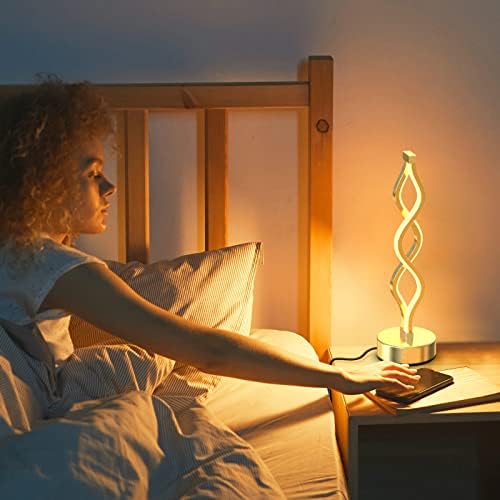 NUÜR Silver Table Lamps Set of 2, 15.8 Inch LED Bedside Lamps