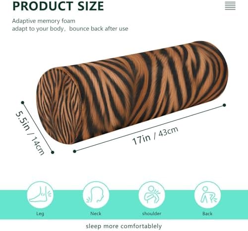 Animal Prints Neck Roll Pillow - Extra Dense Memory Foam Round Cylinder Bolster for Cervical Support, Spondylosis, Neck Pain Relief
