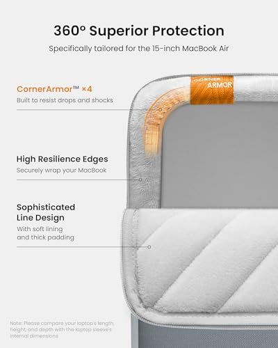 tomtoc 360° Protective Laptop Sleeve for 15-inch MacBook Air M5/A3448 2026