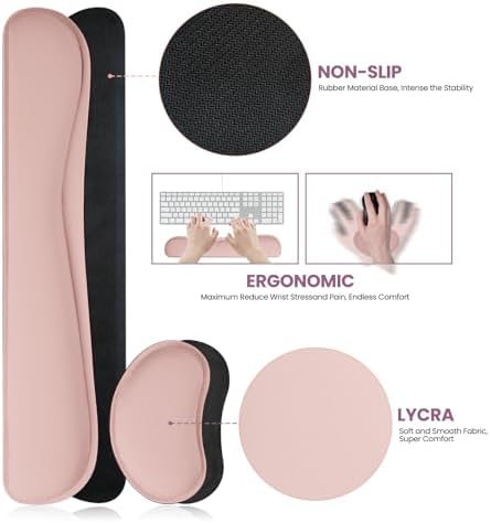 Desk Mat Set,3-in-1 Mouse Pad with Wrist Rest and Keyboard Pad