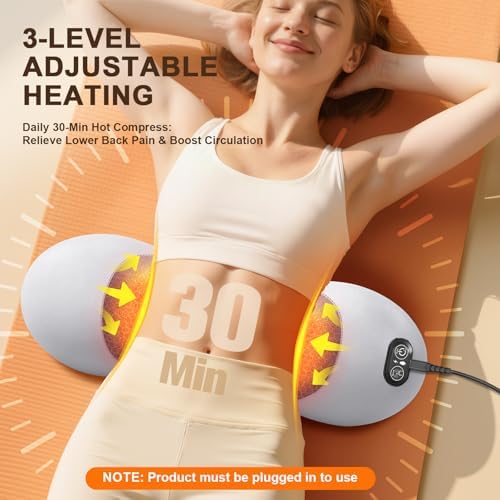 FunBy Lumbar Support Pillow,Triple Fusion Massager for Sciatica LightGray