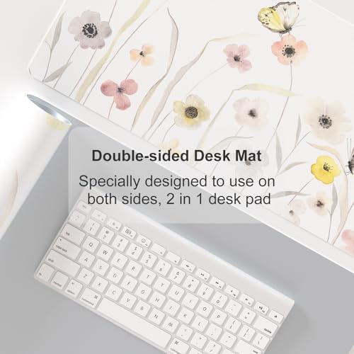 Faux Leather Large Mouse Pad, Office Desk Mat, 31.5"x11.8", Butterflies