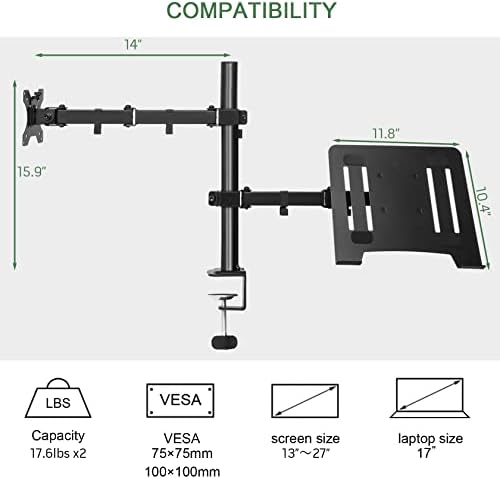 Monitor and Laptop Mount for 13"-27" Screens and Notebook up to 17 inch