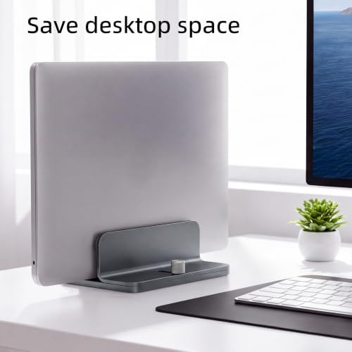 Aluminum Vertical Laptop Stand Holder, Adjustable Dock for MacBook