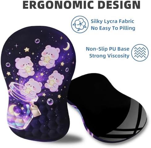 Ergonomic Mouse Pad with Wrist Rest, Memory Foam Wrist Support,Massage Bump