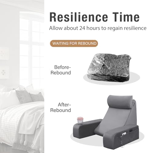 ENITYA 19" Reading Pillow for Bed with Firm Back Support & Big Pockets