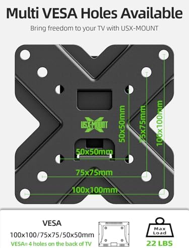 USX MOUNT Small TV Wall Mount Monitor Bracket | RV TV Mount | with Swivel and Tilt VESA Wall Mount for 10-26 27 32 inch LED OLED TVs and Monitors - VESA Size Up to 100x100mm and 22lb Capacity-XMS002