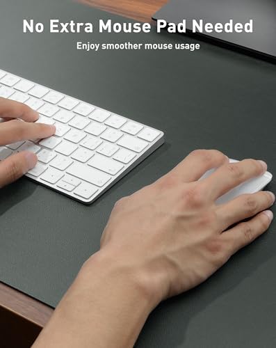 Aothia Faux Leather Desk Mat - Large Mouse Pad, Non-Slip PU Leather Blotter, Waterproof Writing Surface for Office and Home (Jungle Green, 63" x 24")