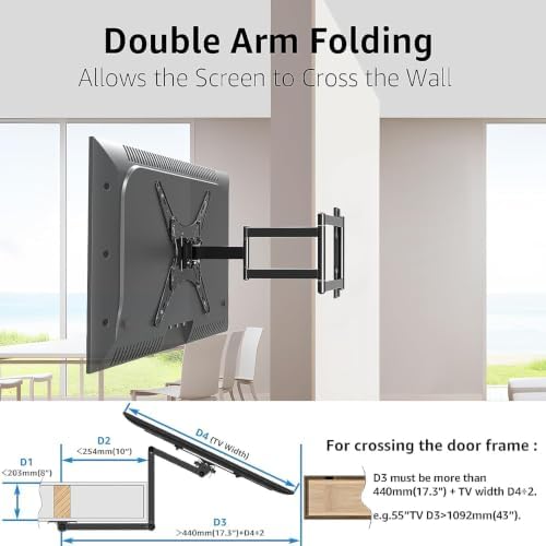 MOUNTUP Corner TV Wall Mount for Most 26-65 Inch TVs, Long Arm TV Mount with 30 Inch Extension Arm, Smooth Swivel Tilt Single Stud Full Motion Bracket Max VESA 400x400mm, 77 lbs Heavy Duty, MU0057