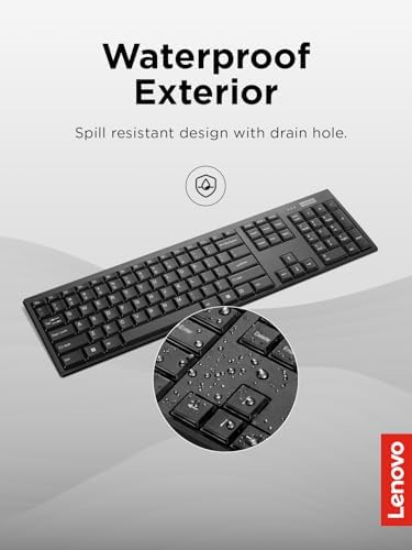 Lenovo 100 Wireless Compact Keyboard Cordless Keyboard for PC & Laptop with Windows Silent Keys Full-Size Layout with Numeric Keypad Plug & Play USB Receiver Portable, Black