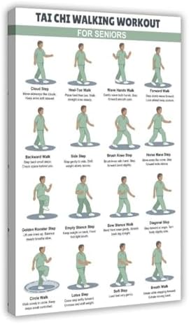 Printable Tai Chi Walking for Seniors Tai Chi Walking Chart Exercise Chart Canvas Poster Wall Art for Living Room Bedroom Decor Frame 12x18inch